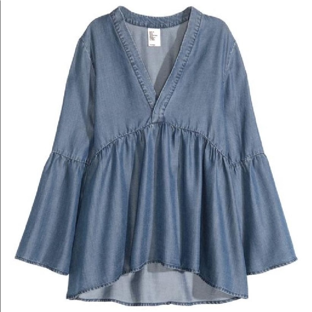 Denim Bell Sleeve Top